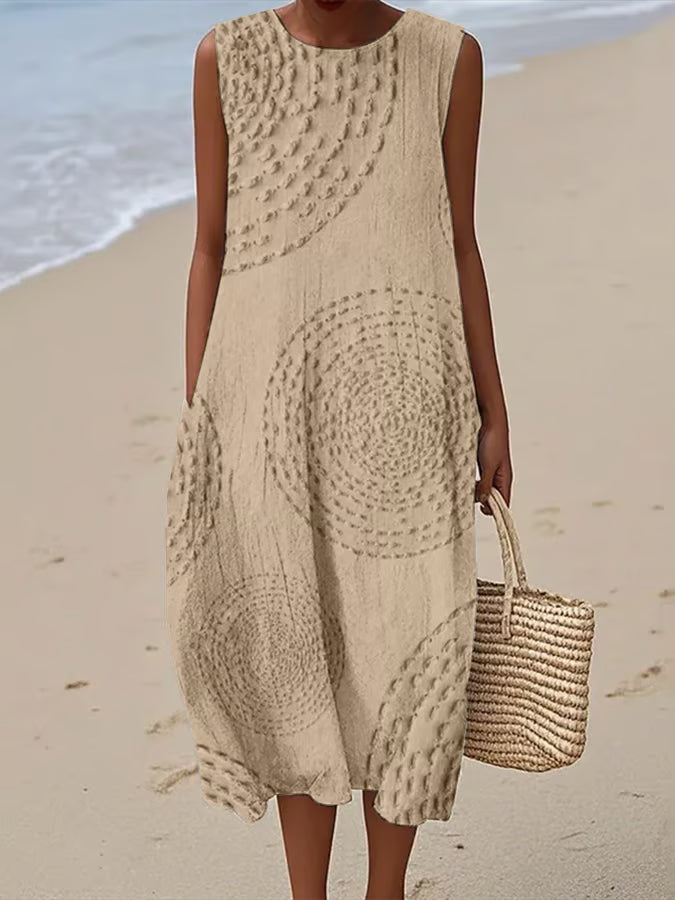 Maelle | Sleeveless Maxi Dress with Textured Pattern