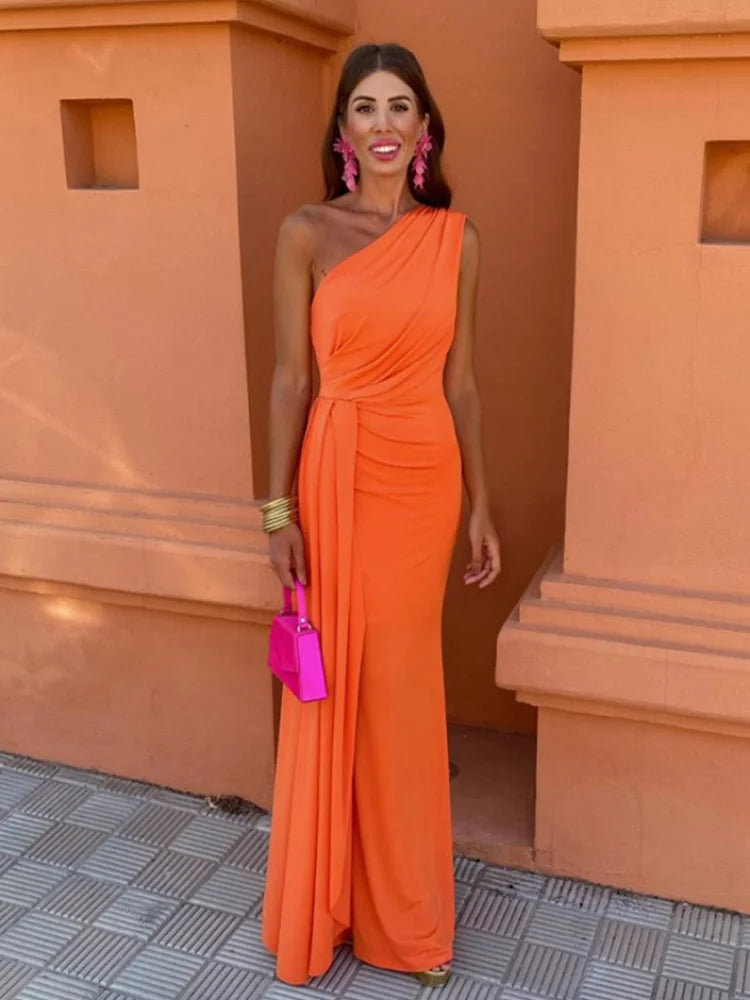 Lia | One Shoulder Draped Evening Dress