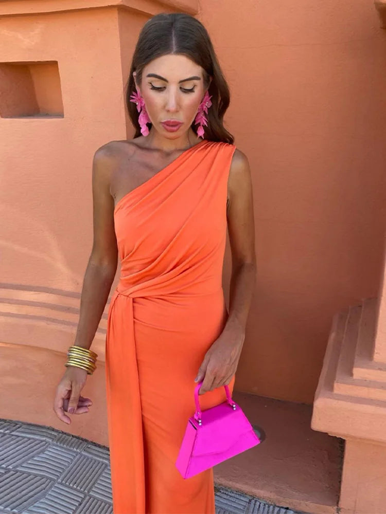 Lia | One Shoulder Draped Evening Dress