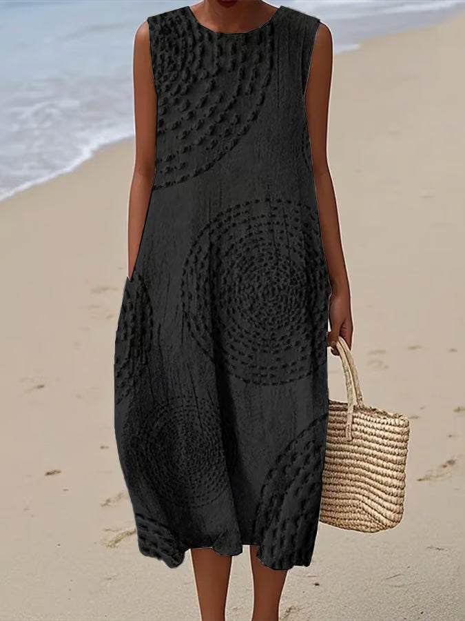 Maelle | Sleeveless Maxi Dress with Textured Pattern