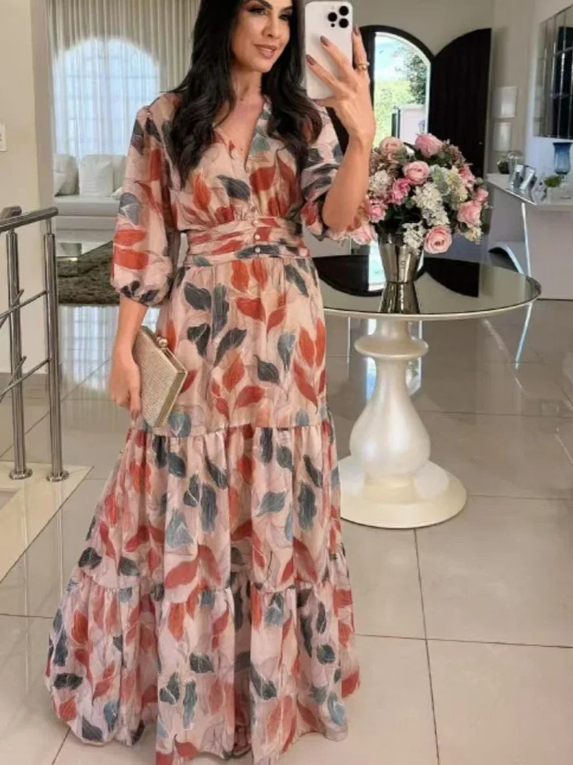 CLAUDIA | Long Floral Dress with Comfortable Fit