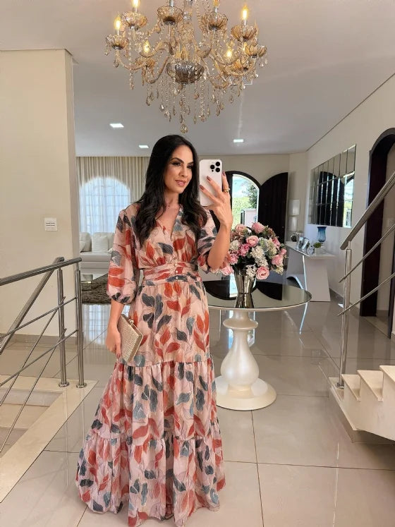 CLAUDIA | Long Floral Dress with Comfortable Fit