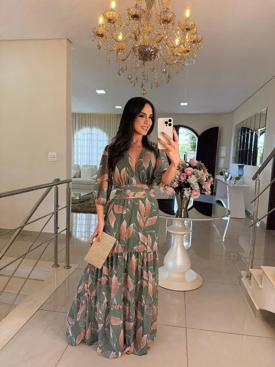 CLAUDIA | Long Floral Dress with Comfortable Fit