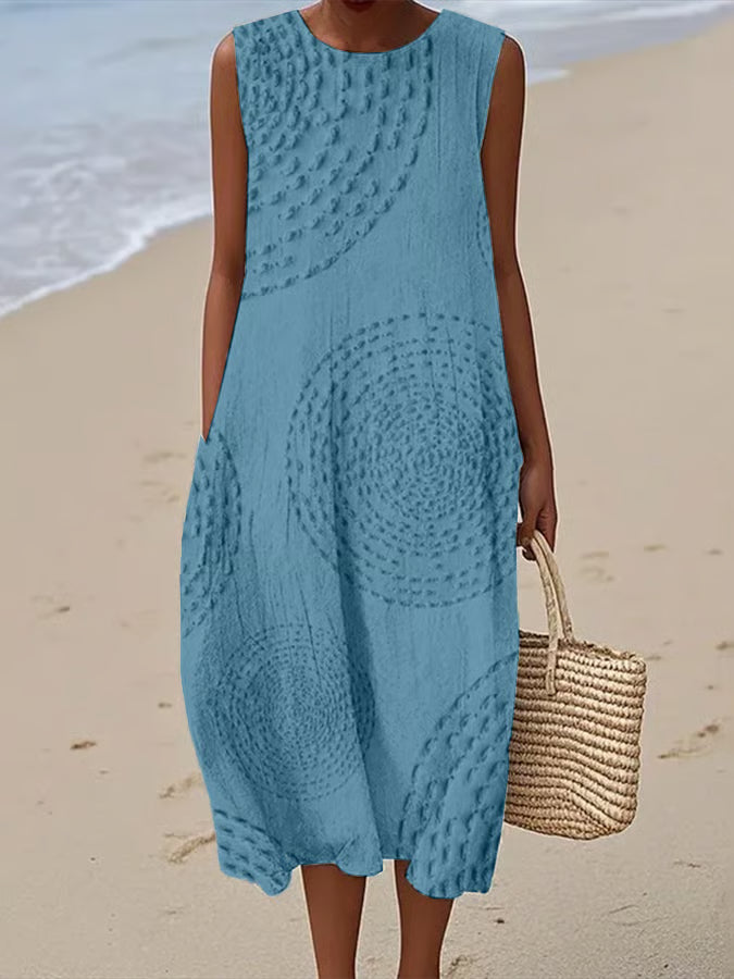 Maelle | Sleeveless Maxi Dress with Textured Pattern