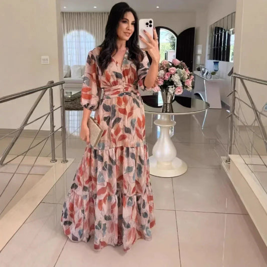 CLAUDIA | Long Floral Dress with Comfortable Fit