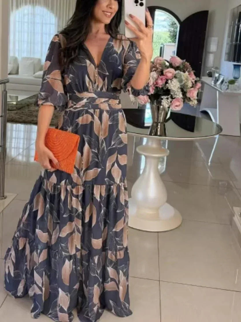 CLAUDIA | Long Floral Dress with Comfortable Fit