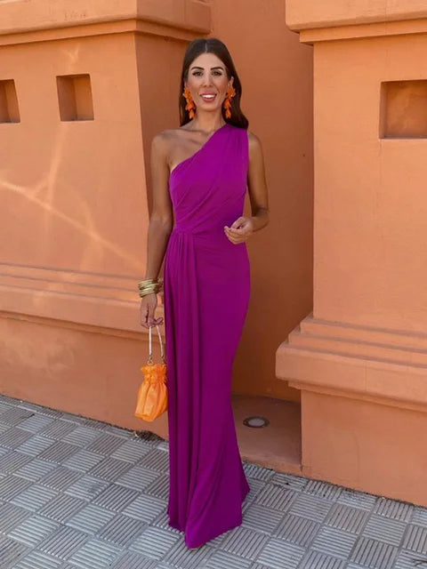 Lia | One Shoulder Draped Evening Dress