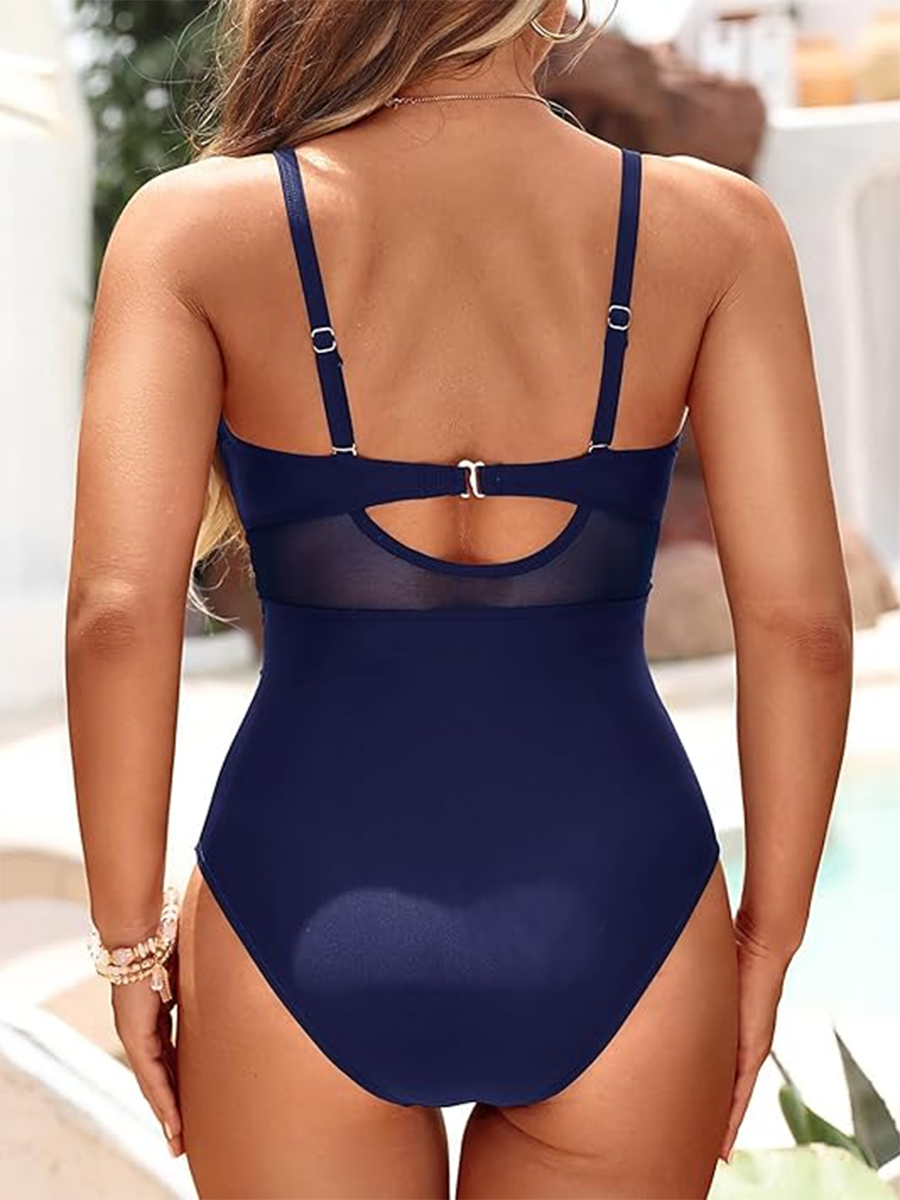 Women's One-Piece Swimsuit with Shaping Sheer Panels