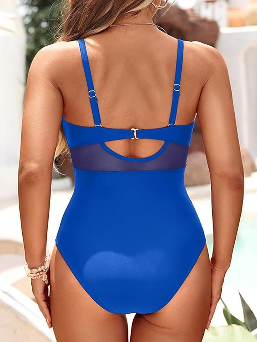 Women's One-Piece Swimsuit with Shaping Sheer Panels