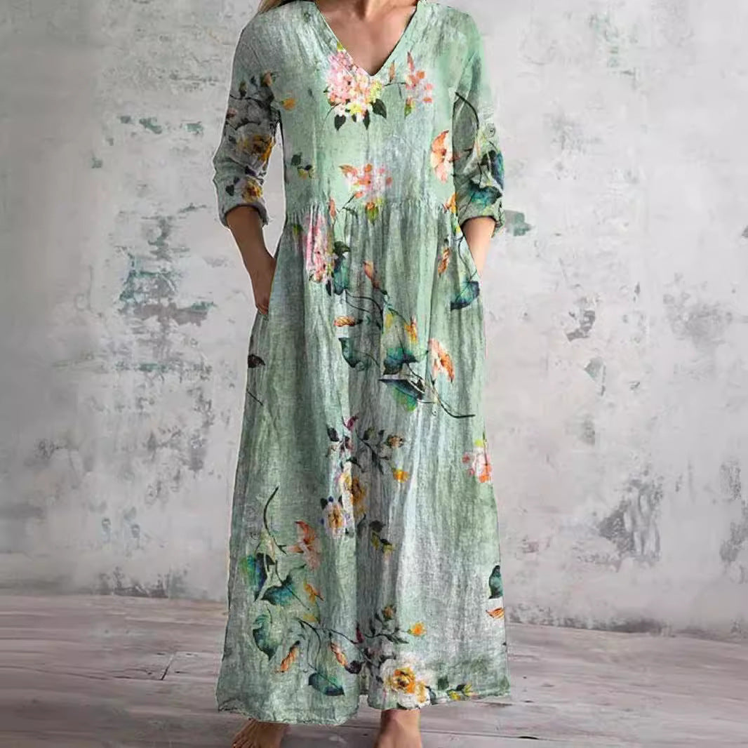 Fiona | Floral Linen and Cotton Dress