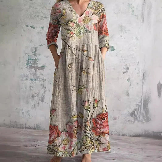Fiona | Floral Linen and Cotton Dress