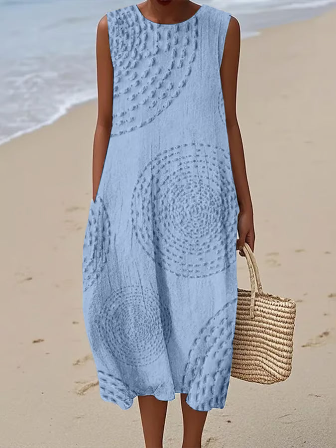 Maelle | Sleeveless Maxi Dress with Textured Pattern