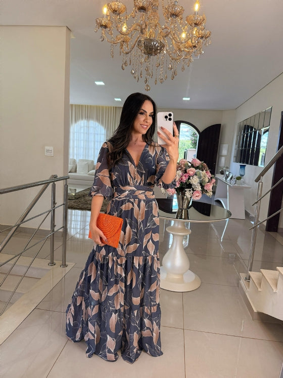 CLAUDIA | Long Floral Dress with Comfortable Fit