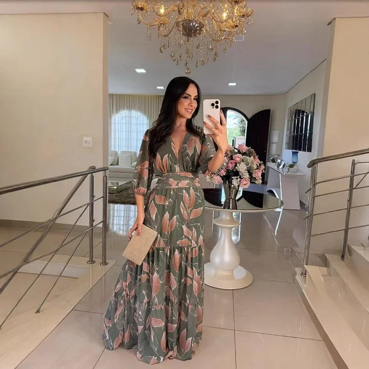 CLAUDIA | Long Floral Dress with Comfortable Fit