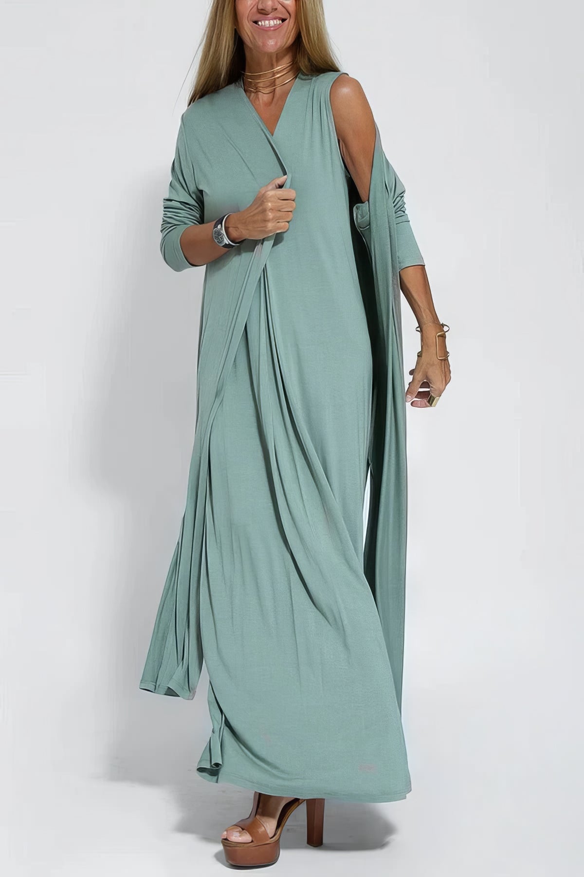 ELISE | Elegant Maxi Dress with Complimentary Matching Cardigan