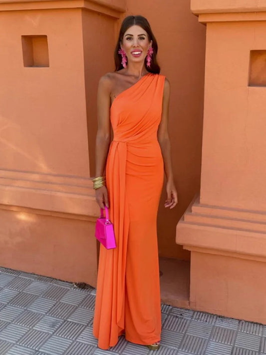 Lia | One Shoulder Draped Evening Dress