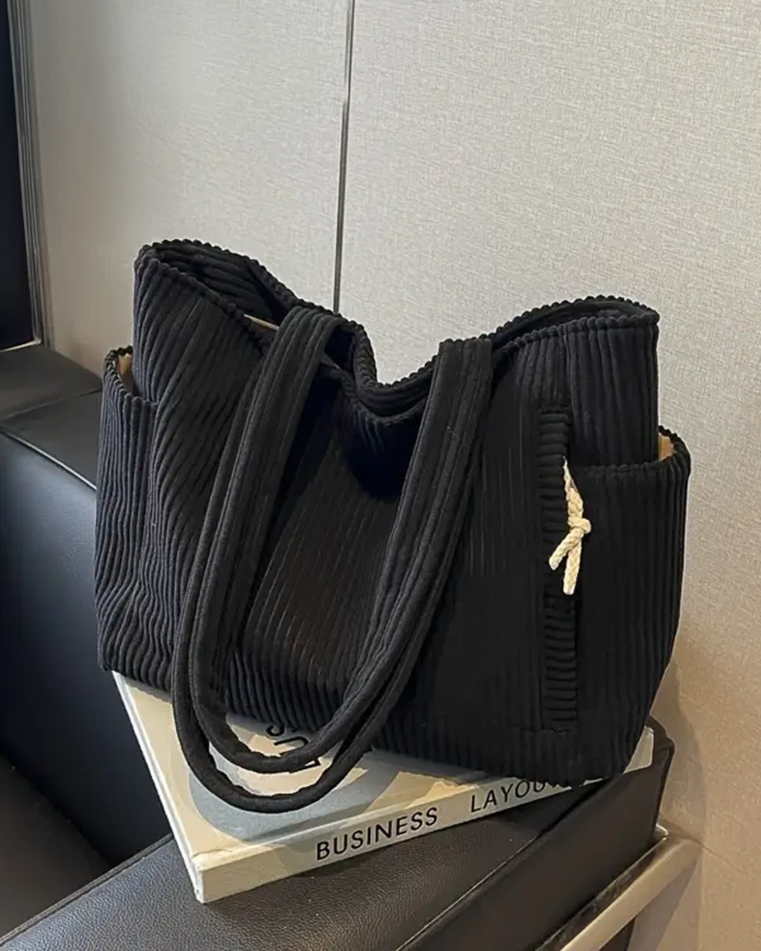 Maria – Corduroy Handbag with Drawstring Detail