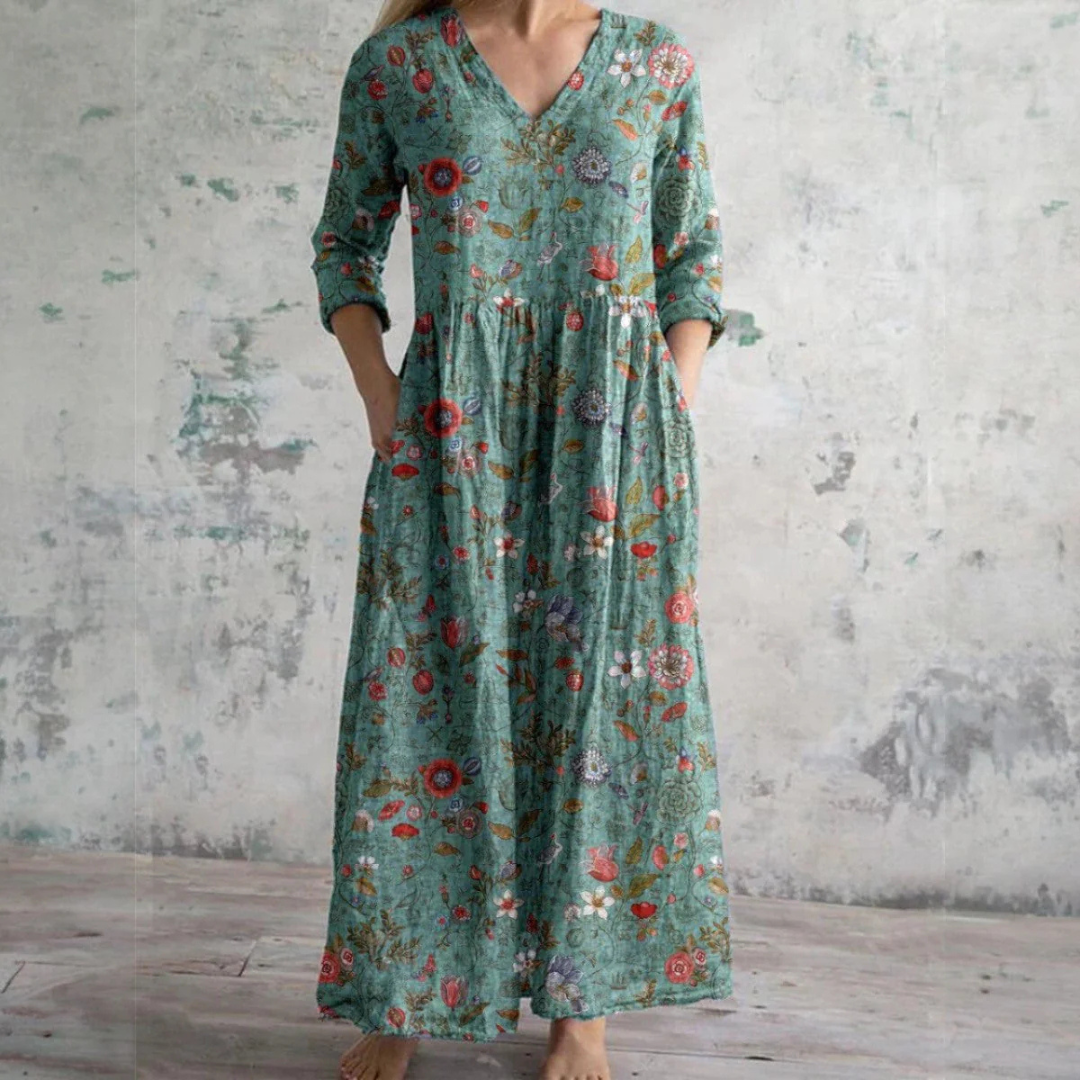 Fiona | Floral Linen and Cotton Dress