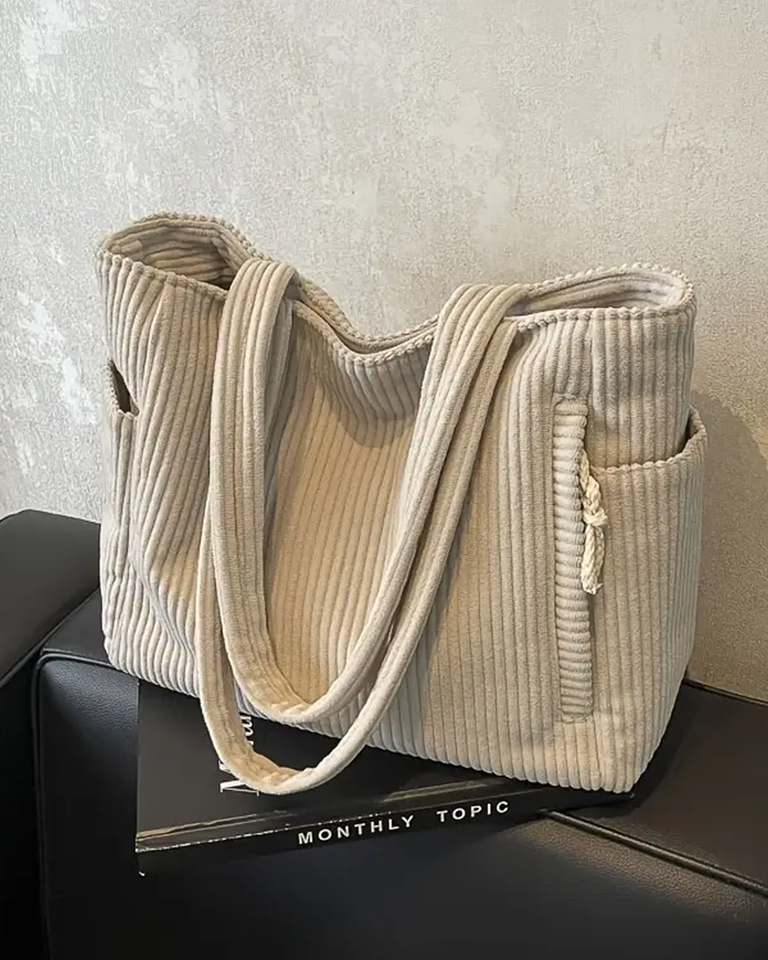 Maria – Corduroy Handbag with Drawstring Detail