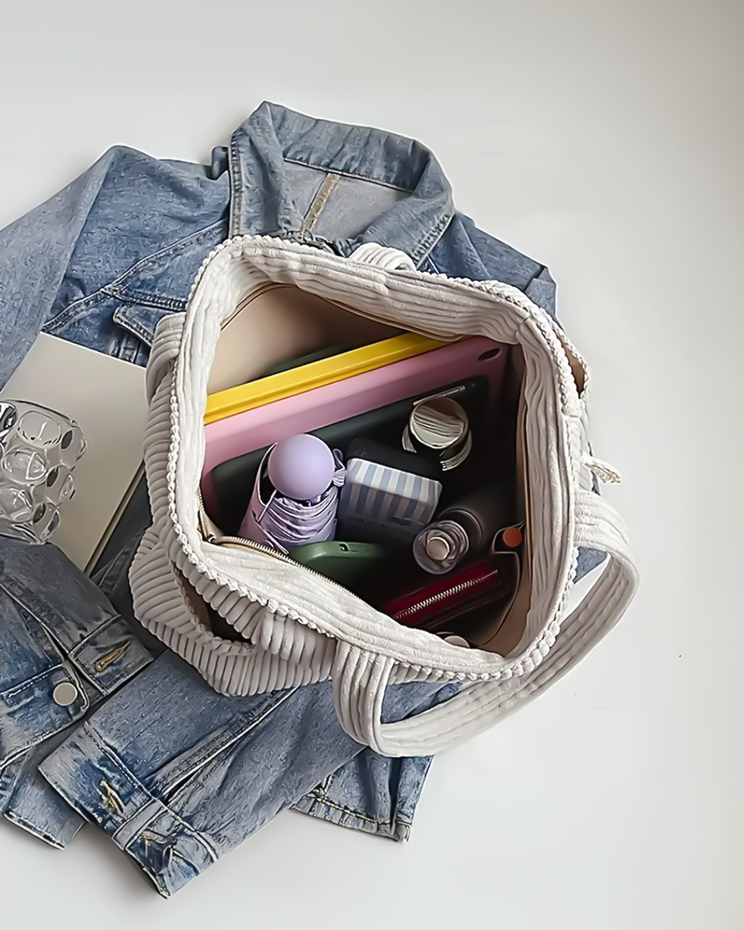 Maria – Corduroy Handbag with Drawstring Detail