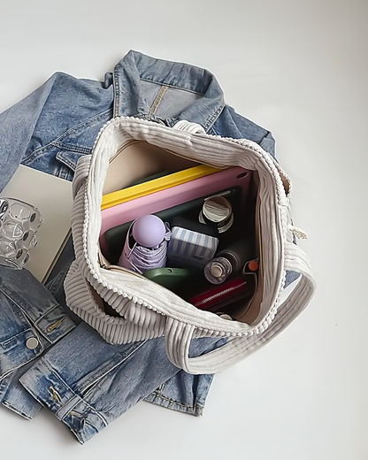 Maria – Corduroy Handbag with Drawstring Detail