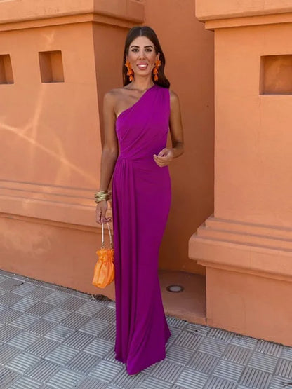 Lia | One Shoulder Draped Evening Dress