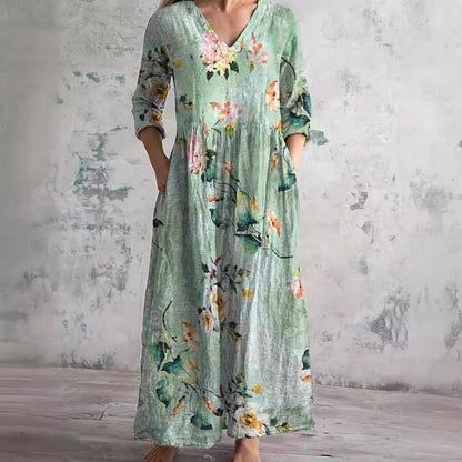 Fiona | Floral Linen and Cotton Dress