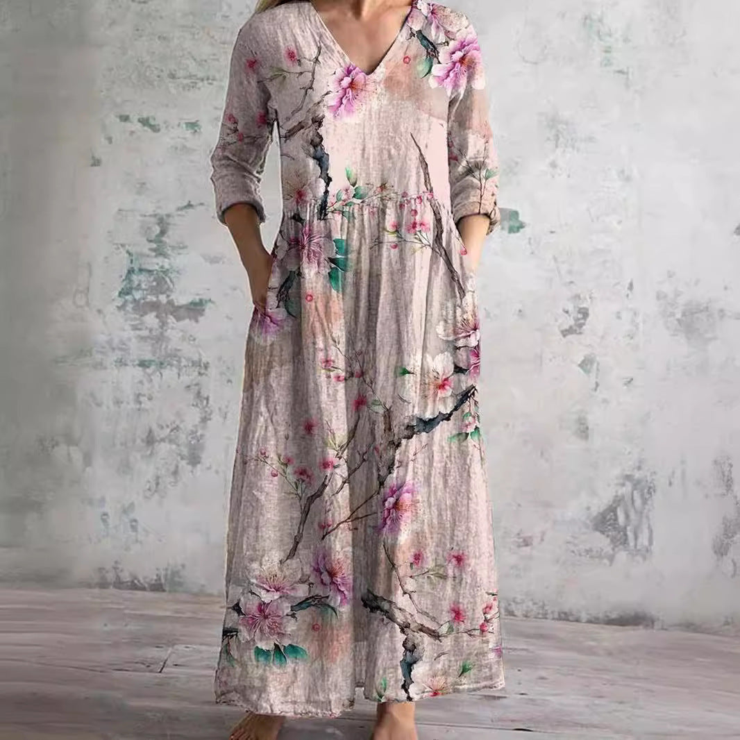 Fiona | Floral Linen and Cotton Dress
