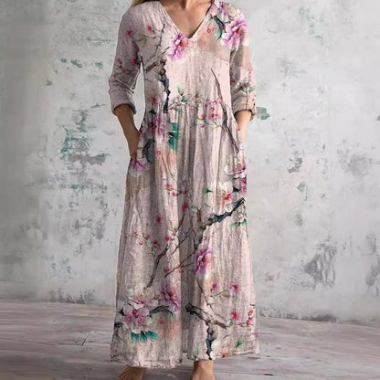 Fiona | Floral Linen and Cotton Dress