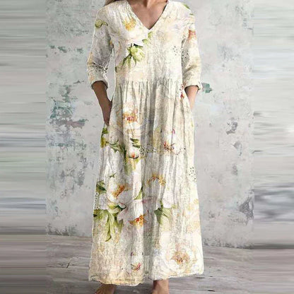 Fiona | Floral Linen and Cotton Dress
