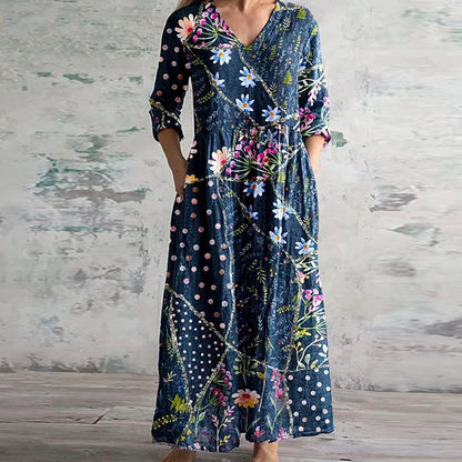 Fiona | Floral Linen and Cotton Dress