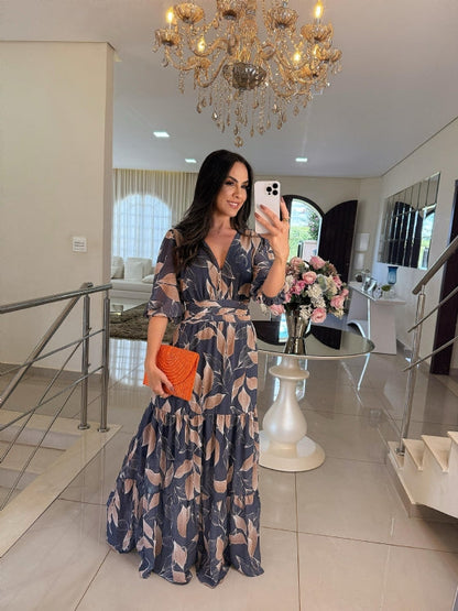 CLAUDIA | Long Floral Dress with Comfortable Fit